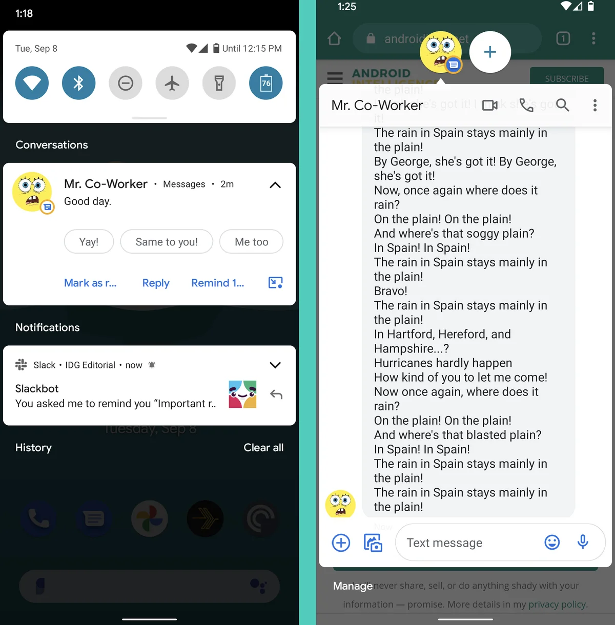 Android 11 Barre de notification