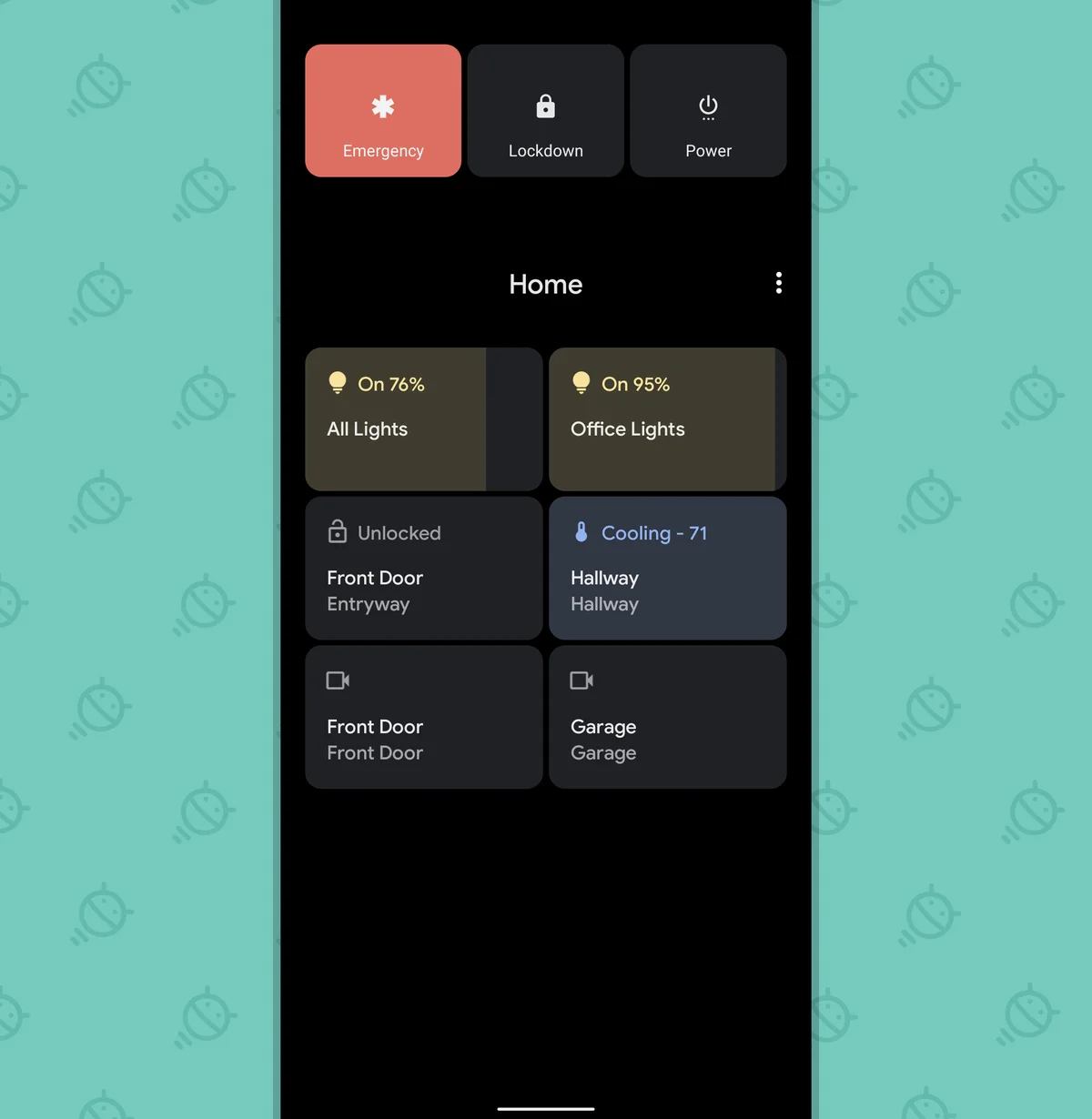 Android 11 menu d'alimentation des fonctions